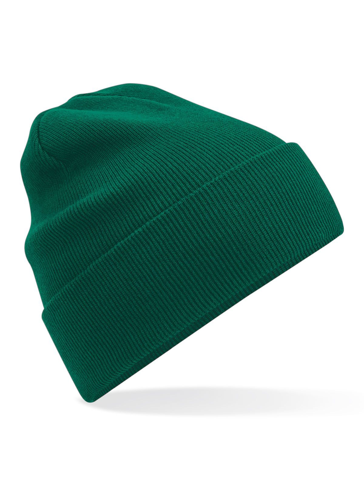 Original Beanie aus Bio-Baumwolle mit Umschlag - Flaschengrün