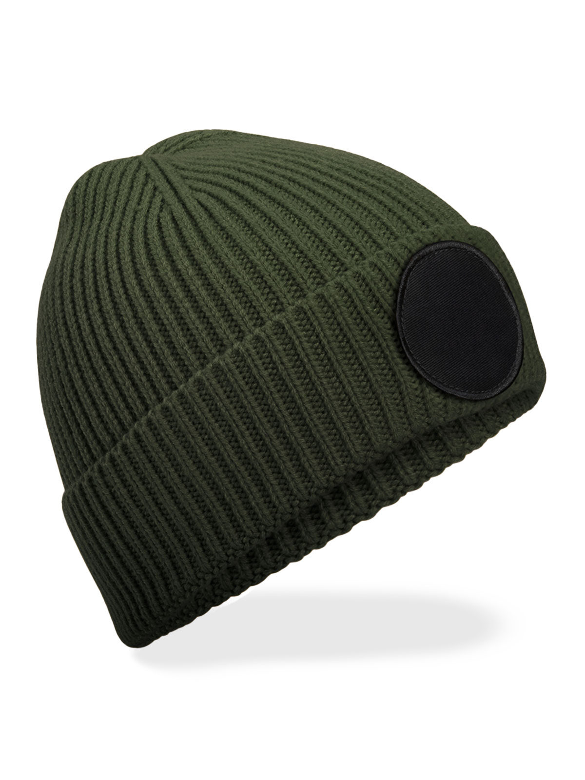 Rundes modisches Patch-Mützchen - Olivgrün/schwarz