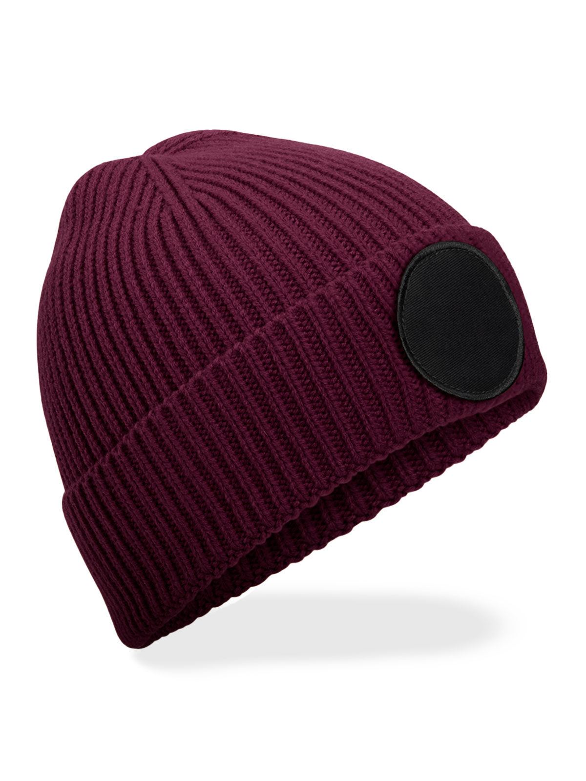 Rundes modisches Patch-Mützchen - Bordeauxrot/schwarz