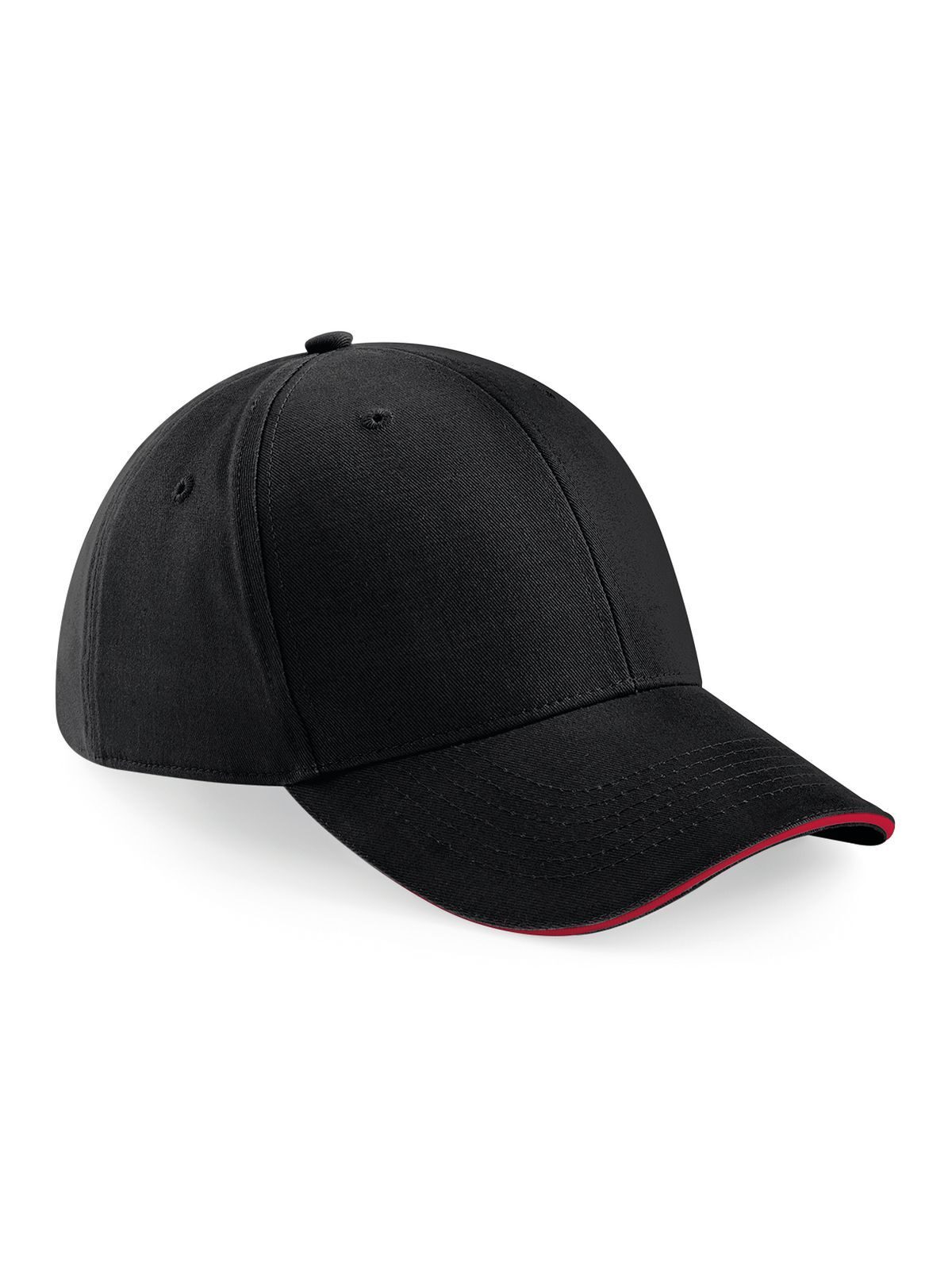 Athleisure 6 Panel Cap - Schwarz Klassisch Rot