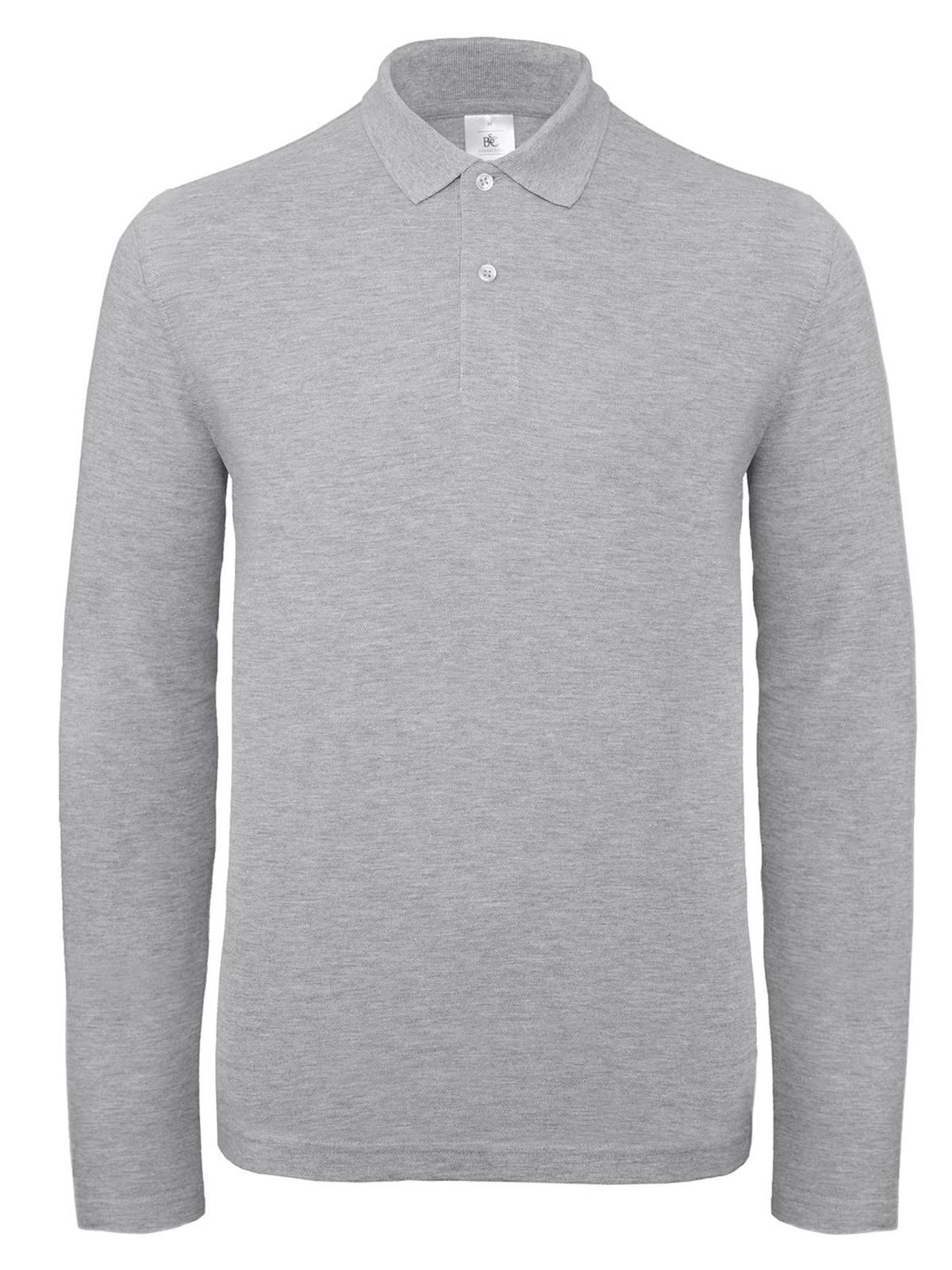 Herren-Langarmpolo ID.001 - 610 - Heidegrau