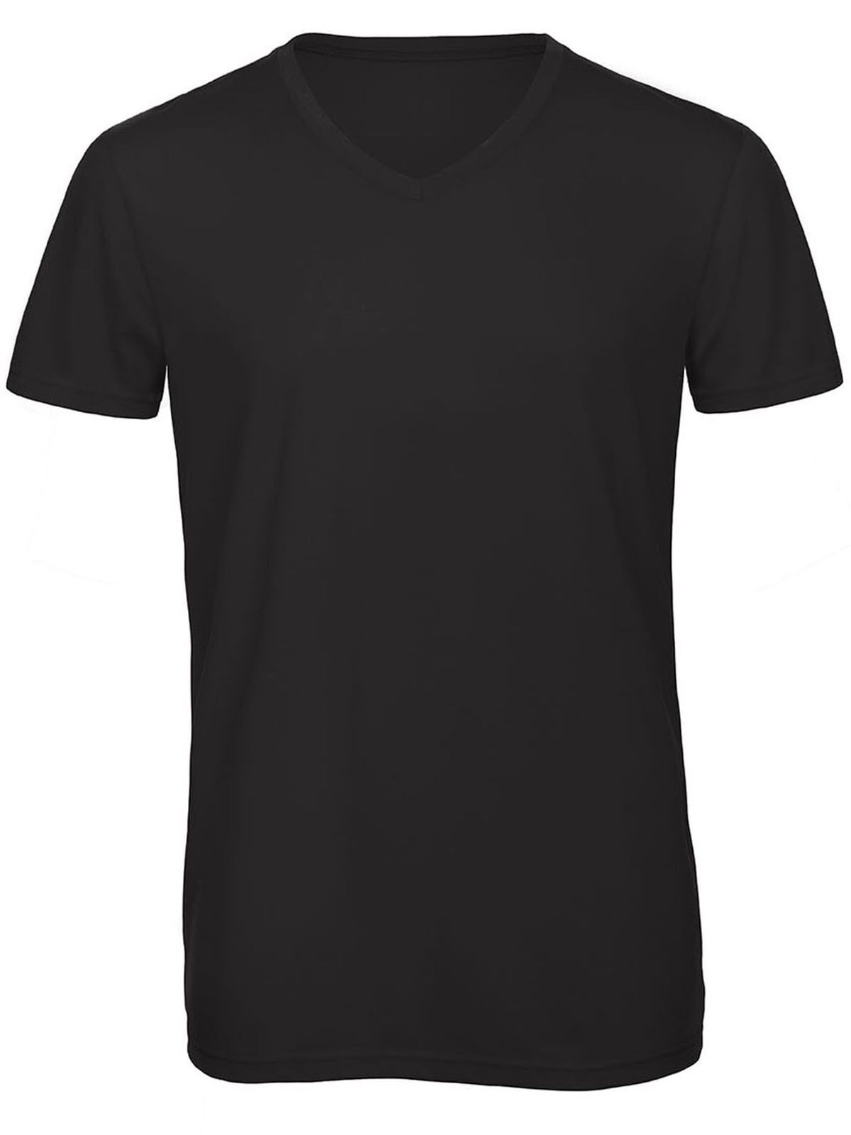 Herren-T-Shirt mit V-Ausschnitt aus Triblend-Material - 002 - Schwarz