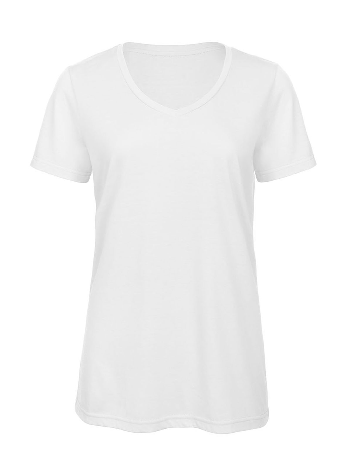 Damen-T-Shirt mit V-Ausschnitt aus Triblend-Material - 001 - Weiß