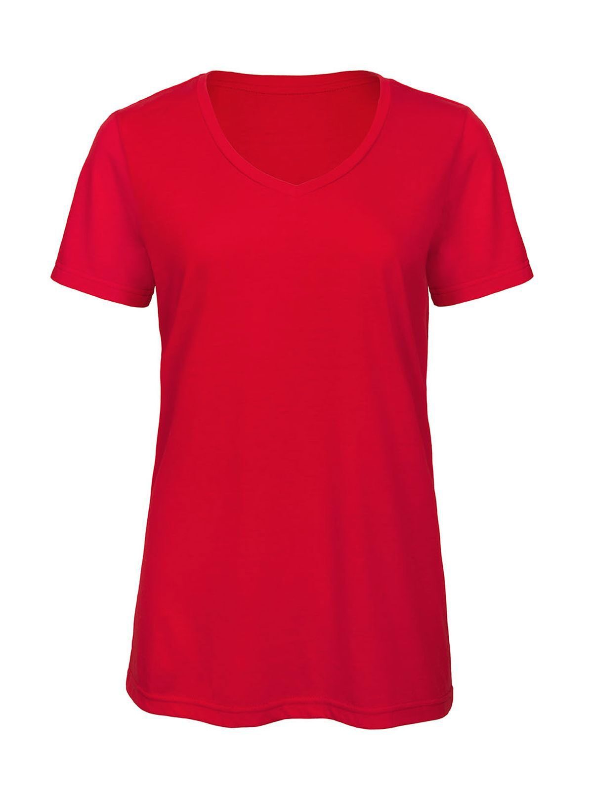 Damen-T-Shirt mit V-Ausschnitt aus Triblend-Material - 004 - Rot