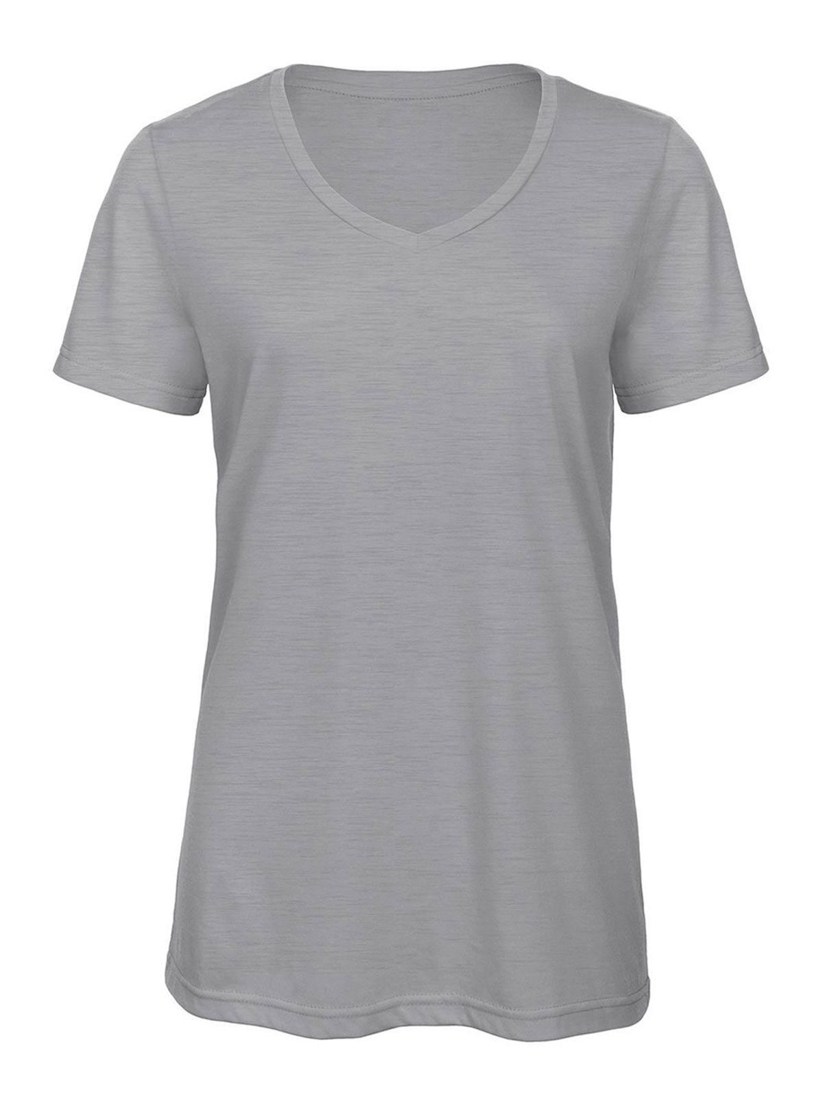 Damen-T-Shirt mit V-Ausschnitt aus Triblend-Material - HL613 - Hellgrau meliert