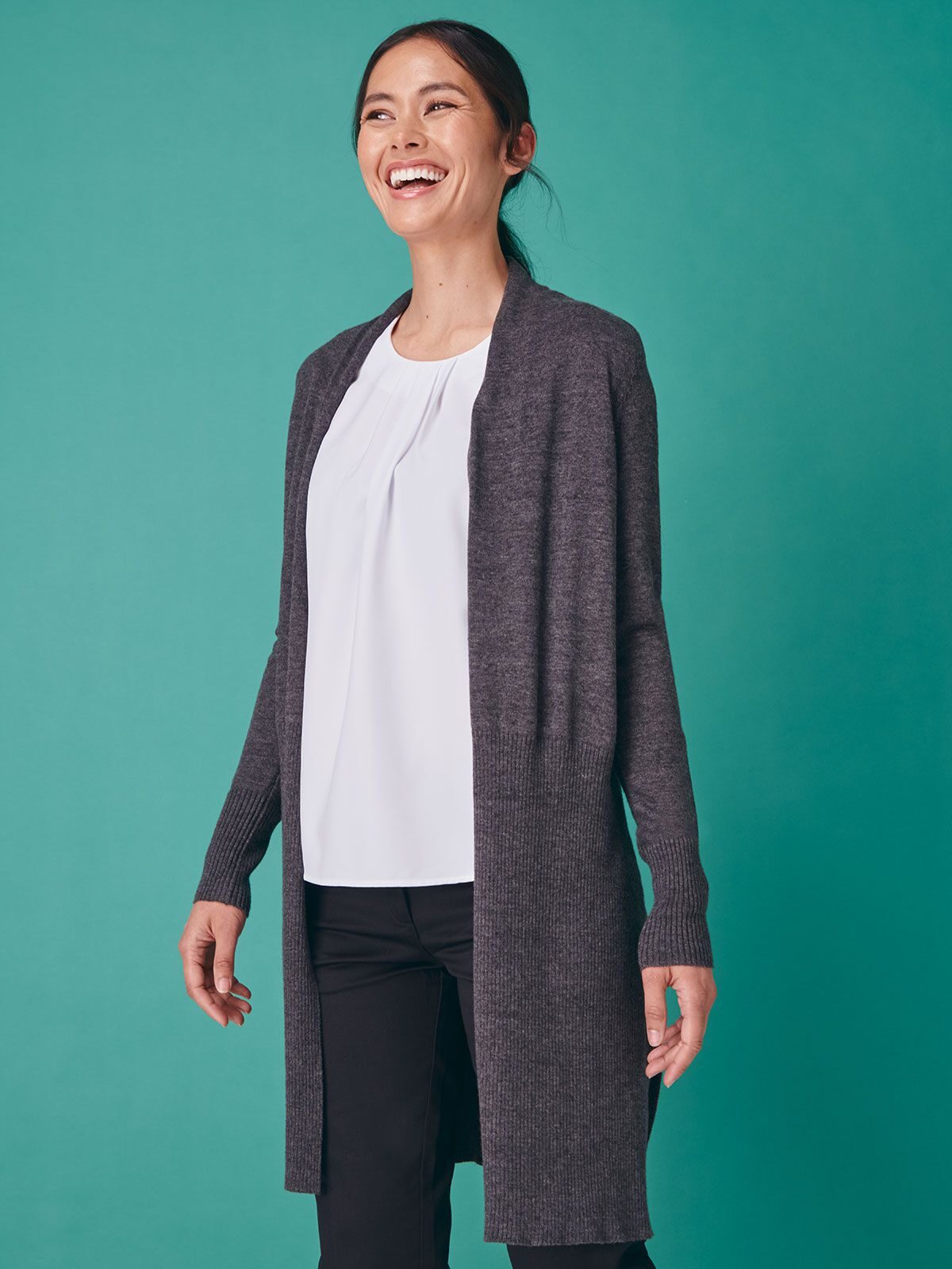 Offener, langer Damen-Cardigan