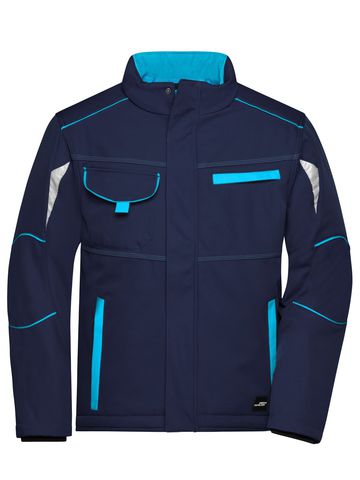 Wattierte Softshell-Arbeitsjacke – Stufe 2 - NYTU - MARINEBLAU-TÜRKIS