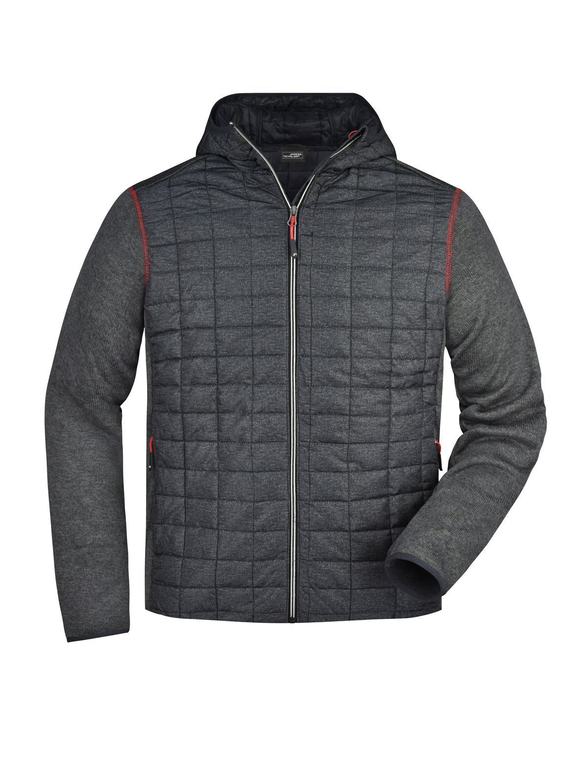 Herren-Strickjacke (Hybrid) - GMANM - Melange - Anthrazit - Melange