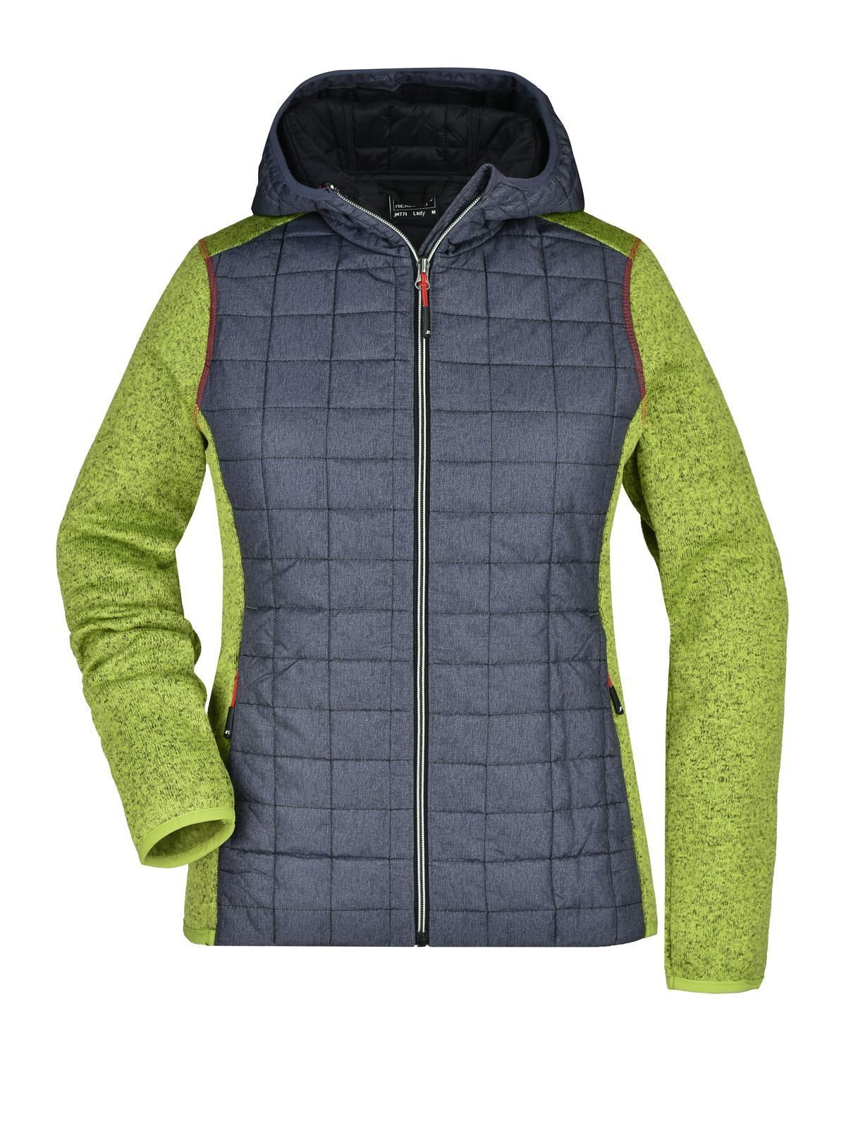 Damen-Strick-Hybridjacke - KMANM - Melange - Anthrazit - Melange