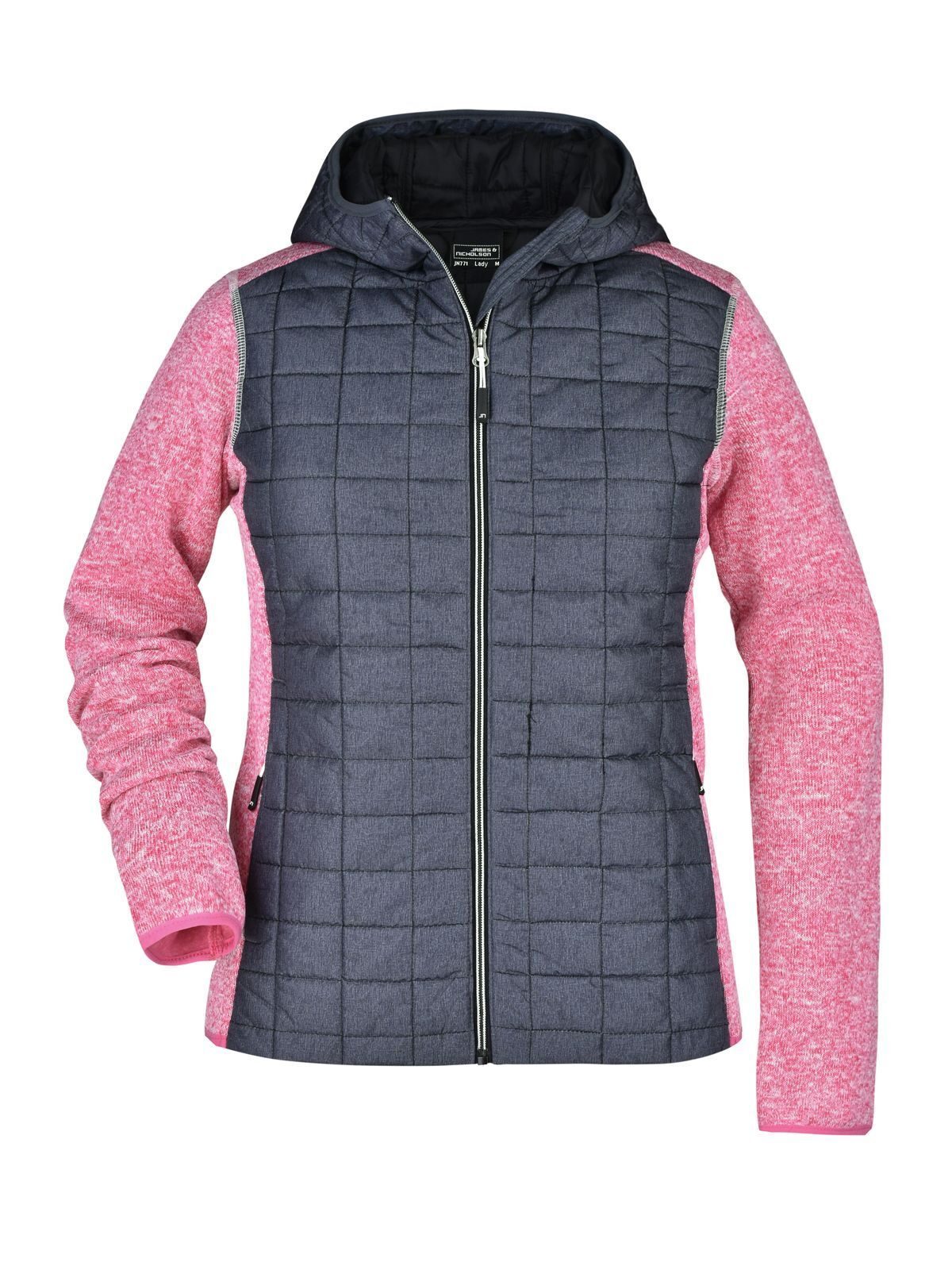 Damen-Strick-Hybridjacke - PMANM - meliert-anthrazit-meliert