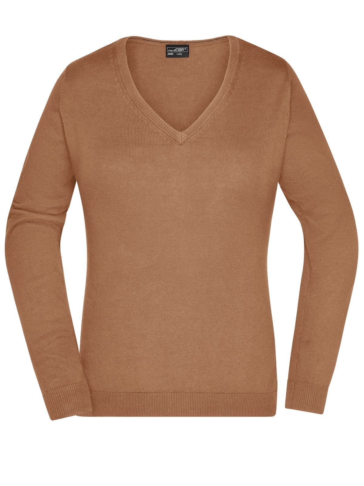 Damen-Pullover mit V-Ausschnitt - CA - Kamel