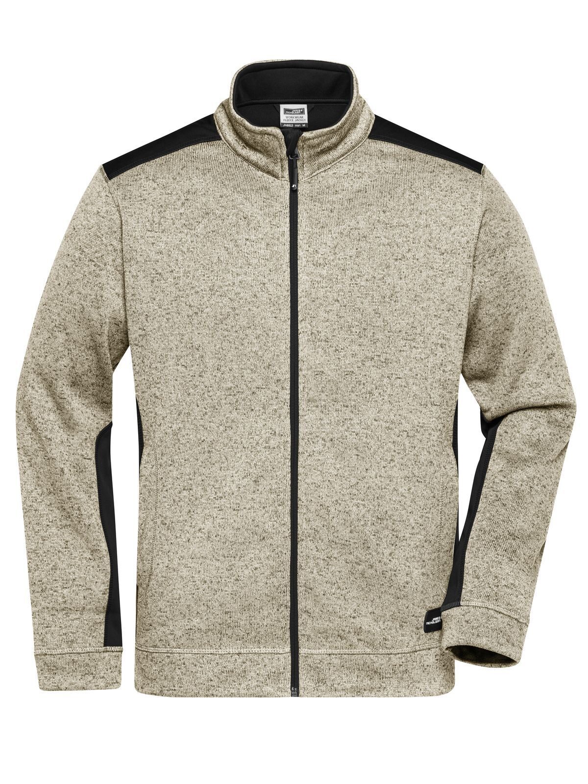 Strickfleecejacke für Herren – ROBUST – - STMBL - Stone Melange - Schwarz