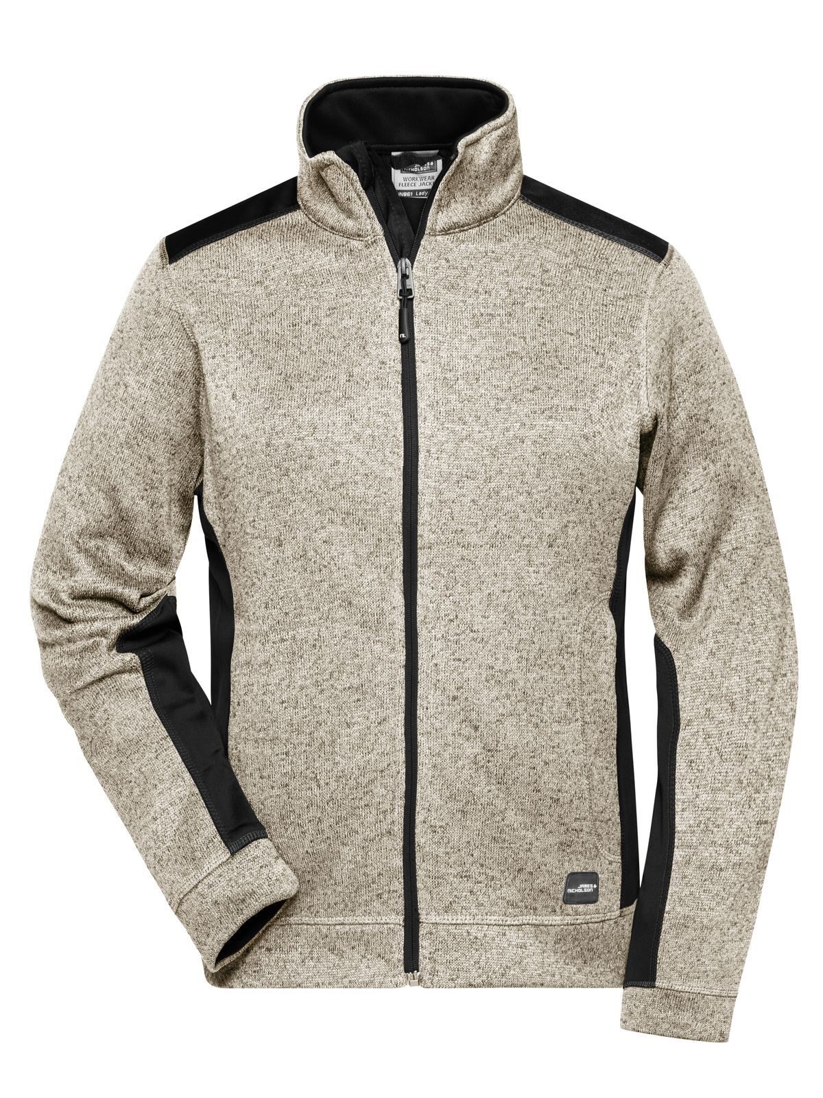 Damen-Strickfleecejacke für Arbeitskleidung -ROBUST- - STMBL - Stone Melange - Schwarz