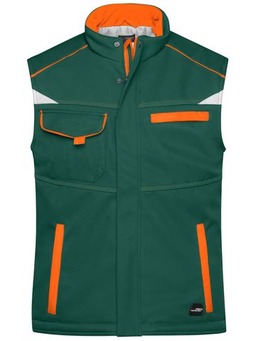 Wattierte Softshell-Arbeitsweste – Stufe 2 - DGROR - Dunkelgrün-Orange