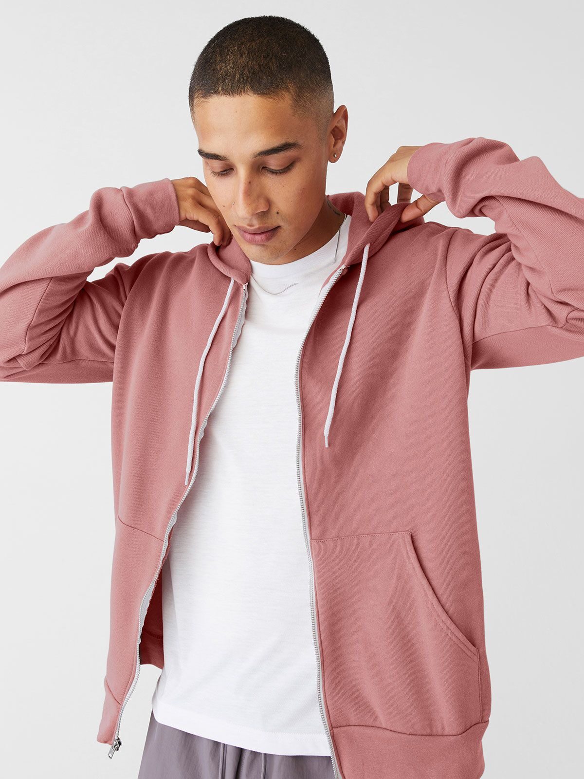 Unisex-Fleece-Kapuzenpullover aus Baumwollmischgewebe mit durchgehendem Reißverschluss