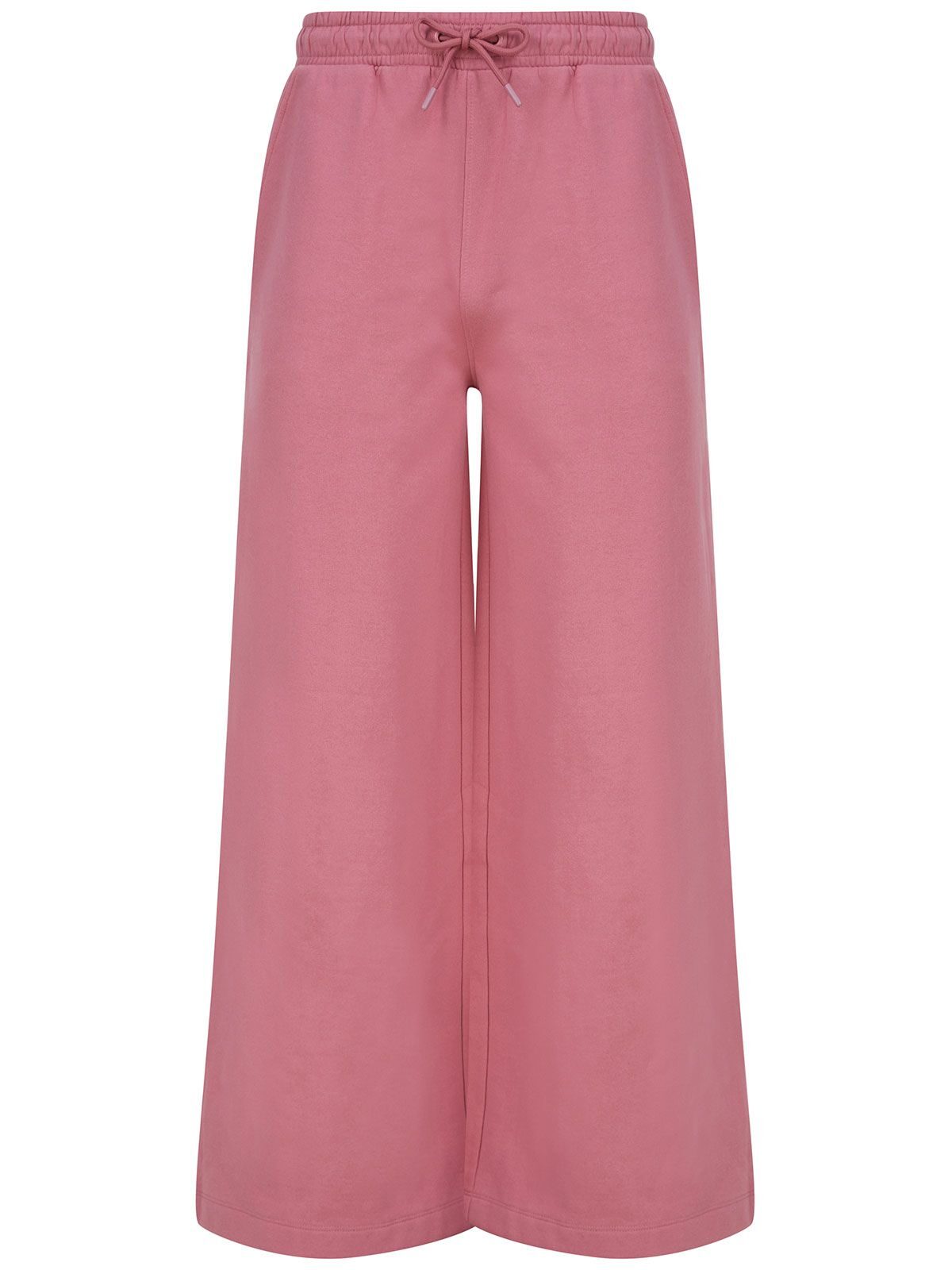 Nachhaltige Damen-Jogginghose mit weitem Bein - dunkles Rosa