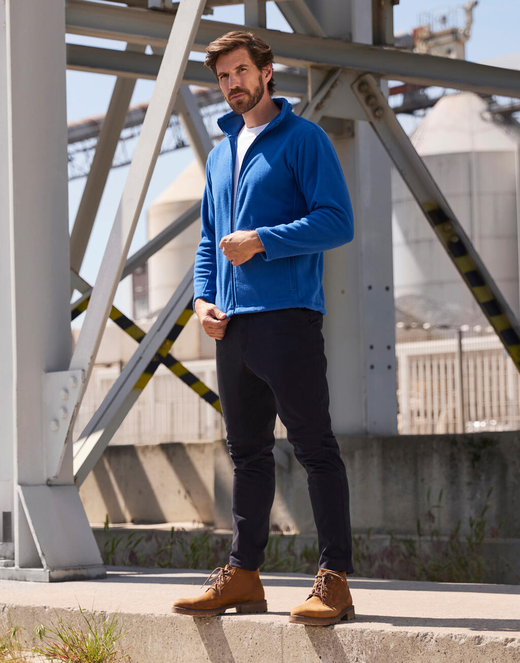 Herren-Fleecejacke mit durchgehendem Reißverschluss für draußen