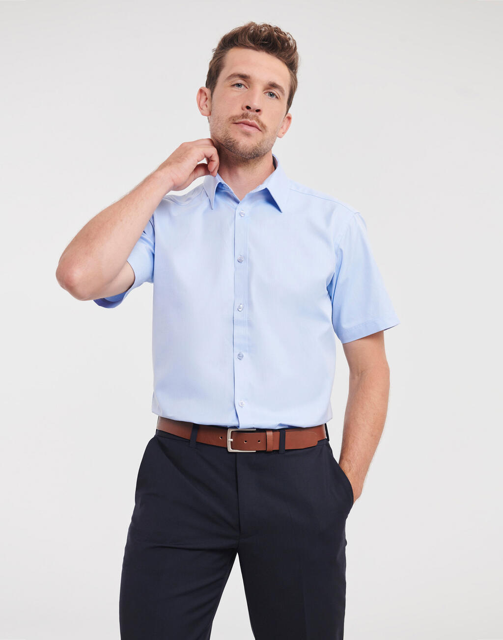 Herren-Langarmhemd mit Fischgrätmuster