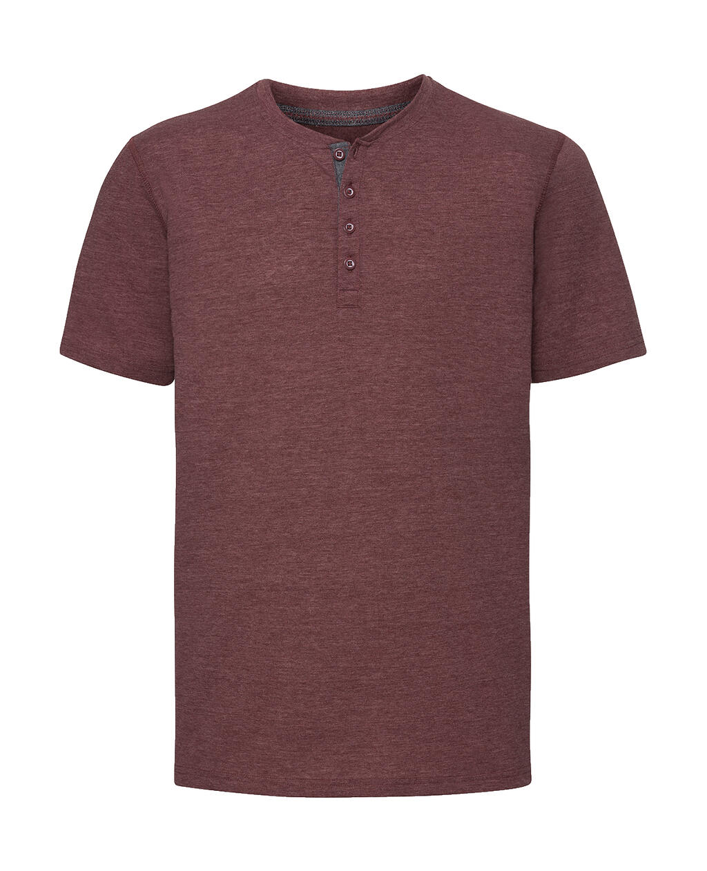 Henley HD T-Shirt - Kastanienbrauner Mergel