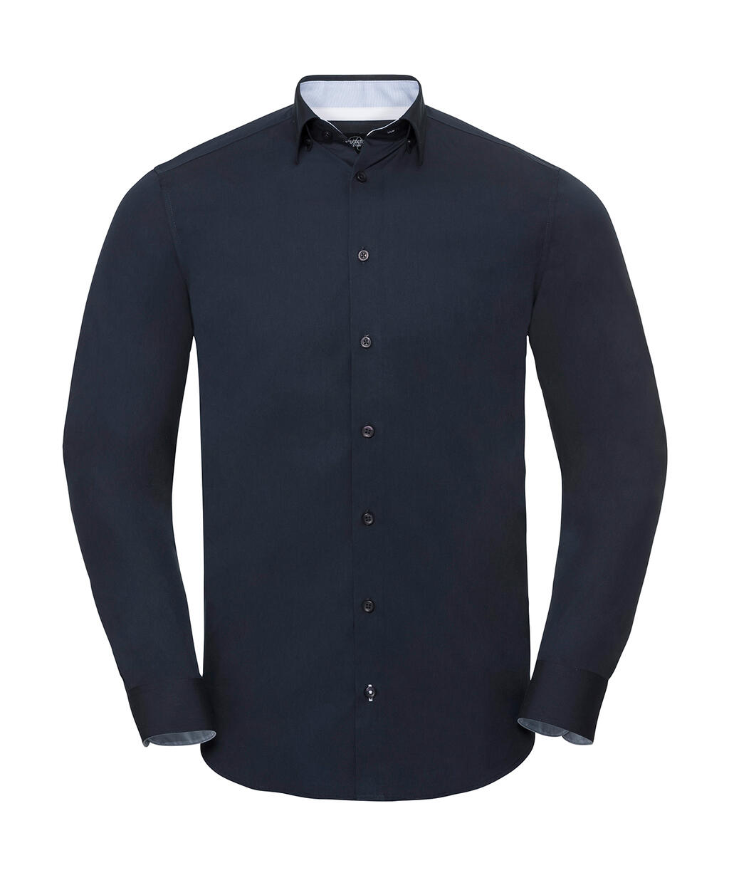 LS Tailored Contrast Ultimate Stretch Shirt - Hellblau/Oxfordblau/Weiß