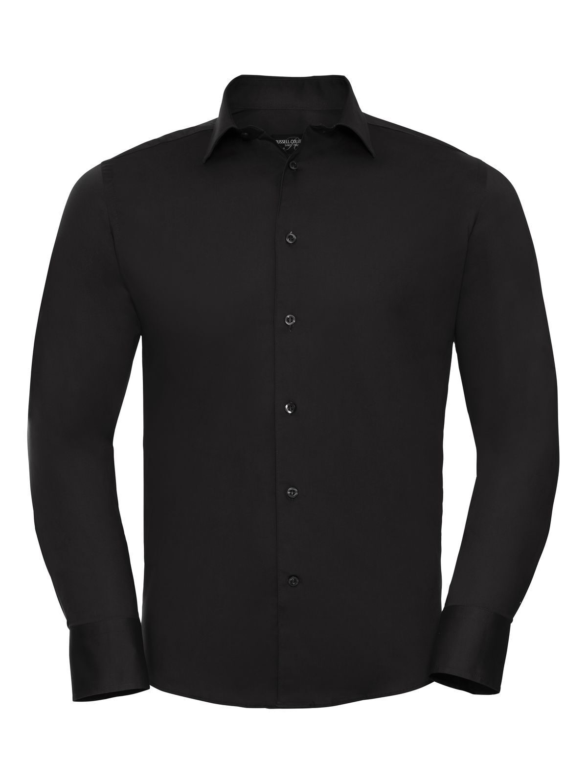 Herren Langarm-Stretchhemd - 36 - Schwarz