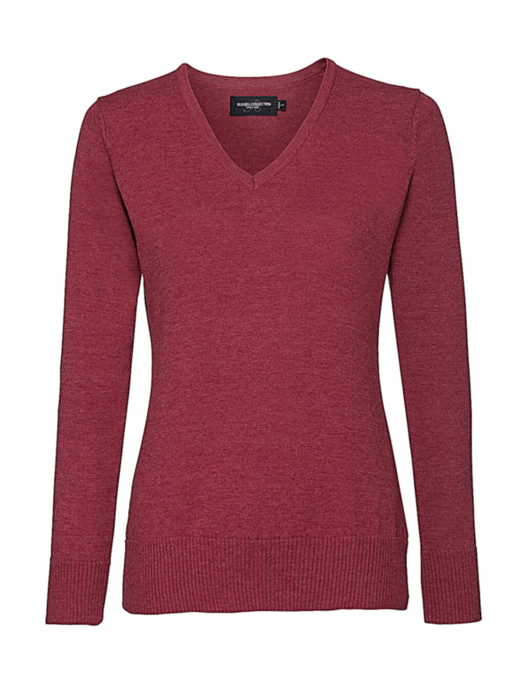 Damen-Strickpullover mit V-Ausschnitt - Cranberry Mergel