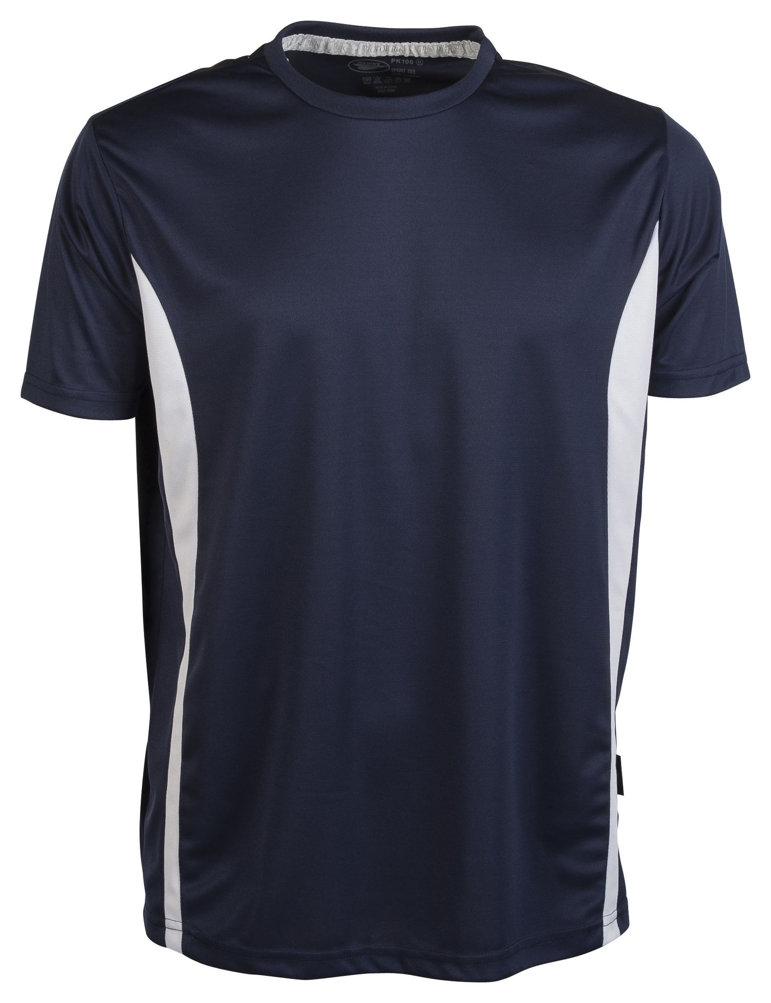 Sport-T-Shirt mit Kontrasteffekten, Größe M/C, 100 % Polyester, 140 g/m², Azurblau/Weiß, Größe S - New York – Marine