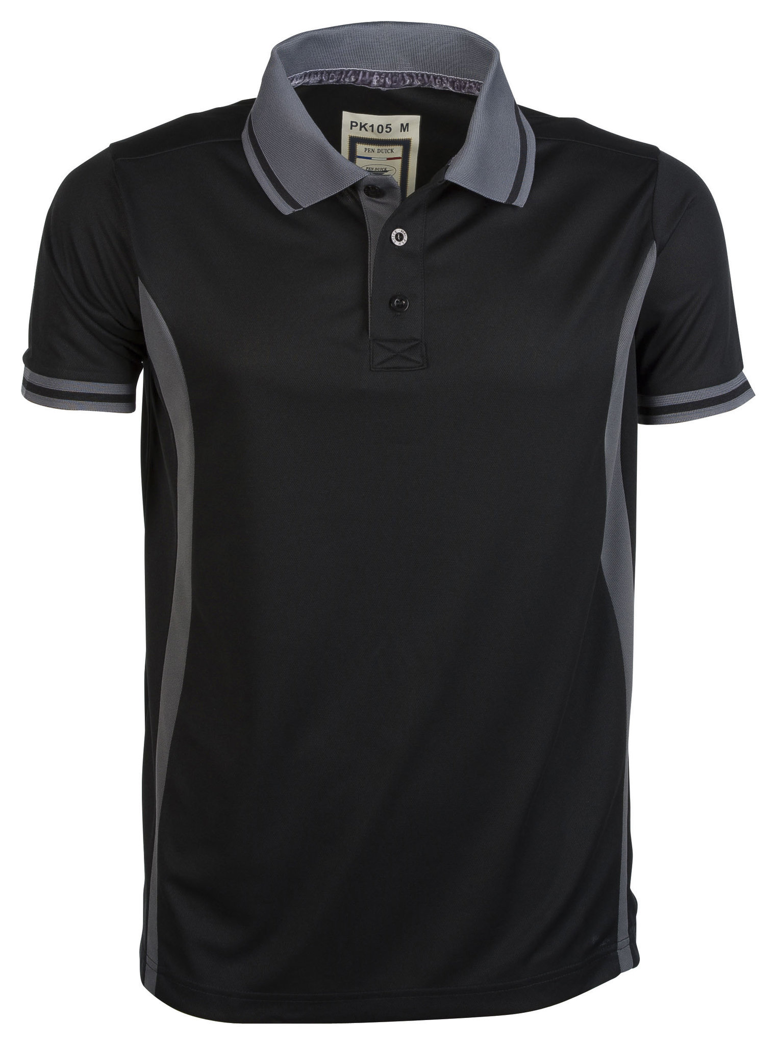 Sport Polo Contrast M/C 100% Polyester 140 g/m² Schwarz/Titan Größe S - BK - BK – Schwarz
