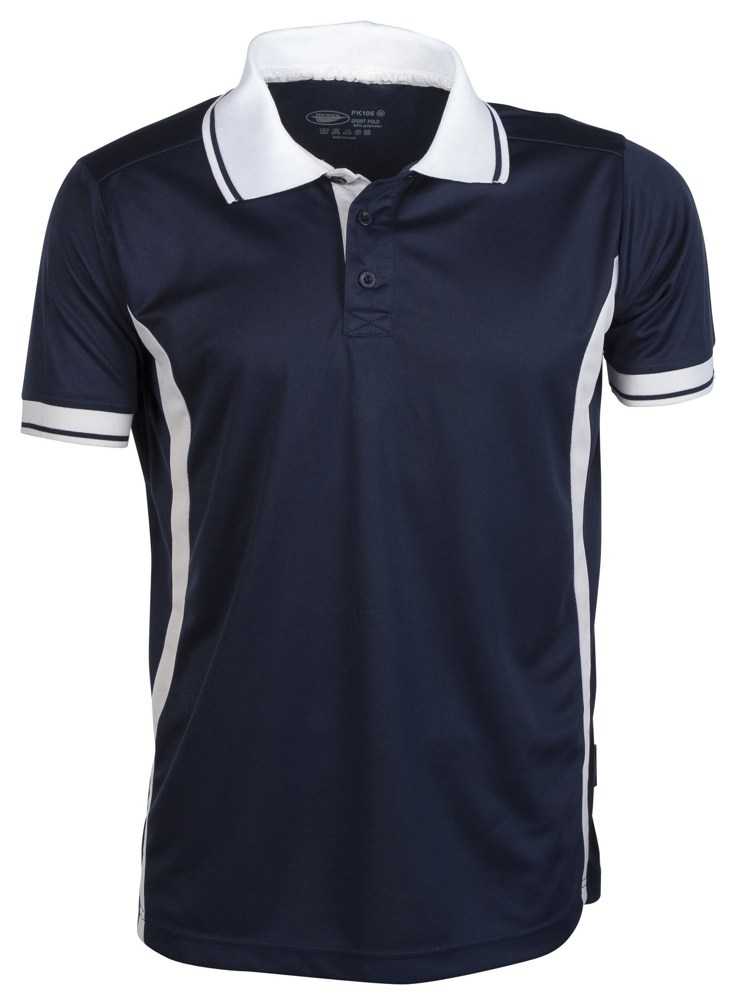 Sport Polo Contrast M/C 100% Polyester 140 g/m² Schwarz/Titan Größe S - NY - New York – Marine
