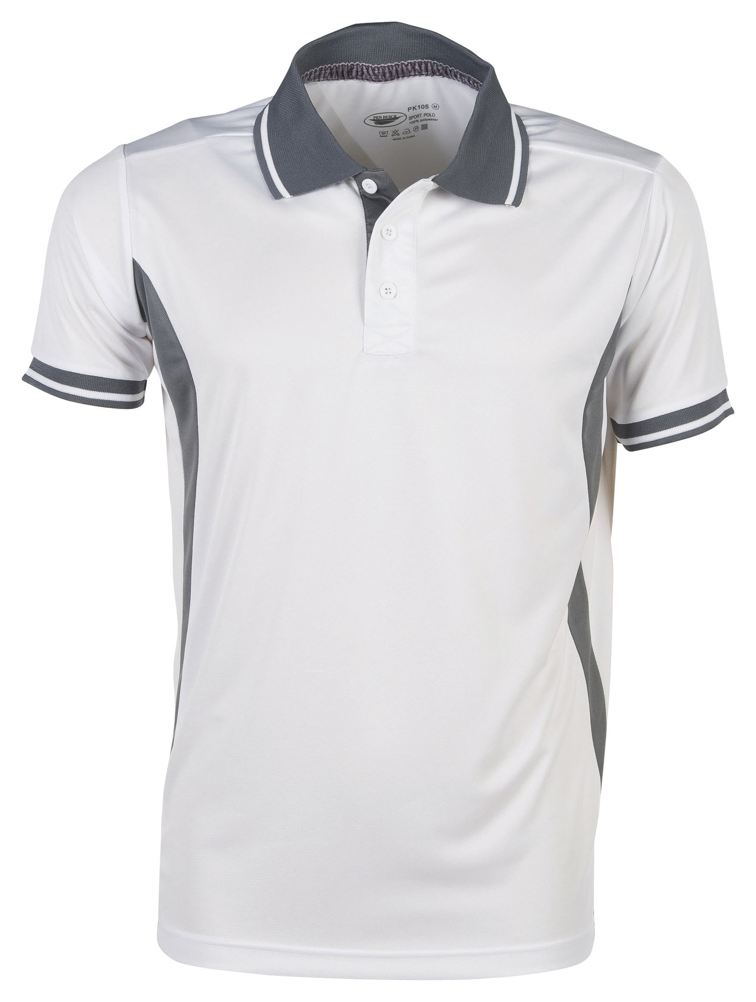 Sport Polo Contrast M/C 100% Polyester 140 g/m² Schwarz/Titan Größe S - WH - WH – Weiß
