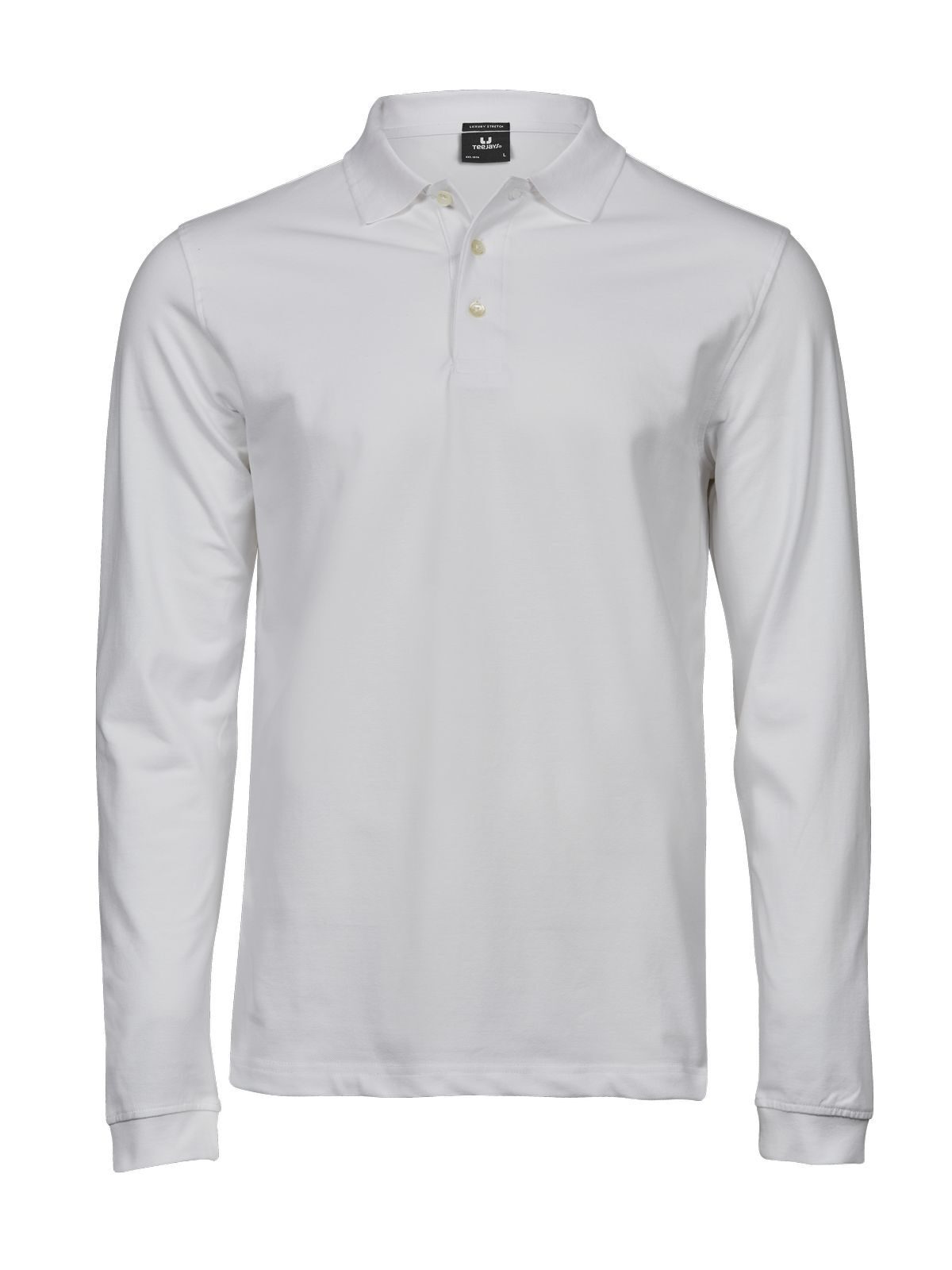Luxuriöses Stretch-Langarmpolo für Herren - WHT - Weiß