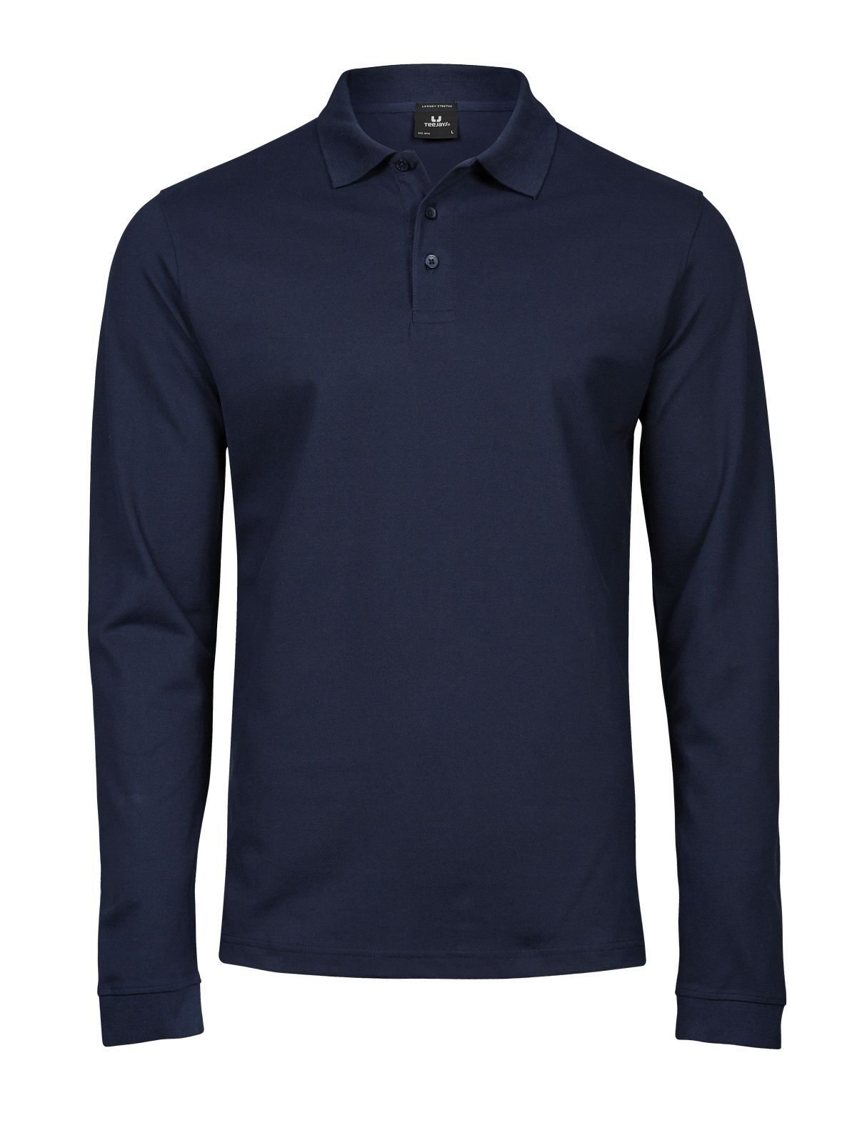 Luxuriöses Stretch-Langarmpolo für Herren - NVY - Marine