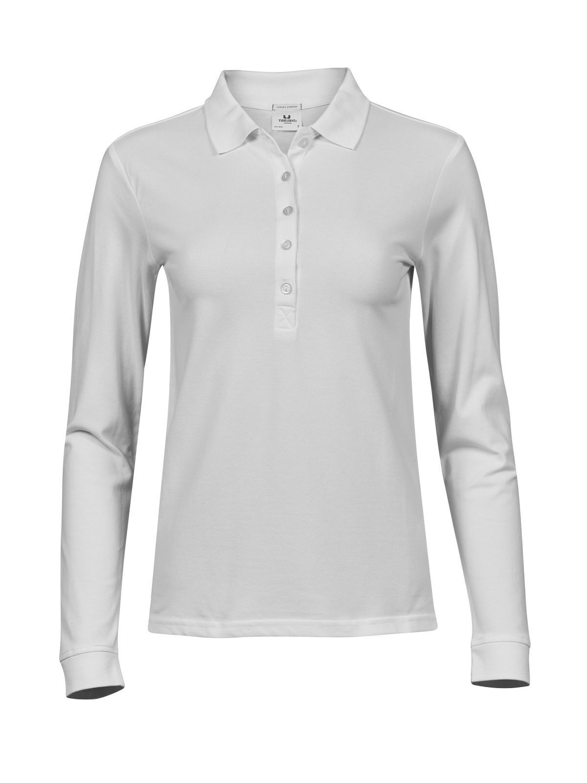 Luxuriöses Stretch-Langarm-Polo für Damen - 001 - weiß