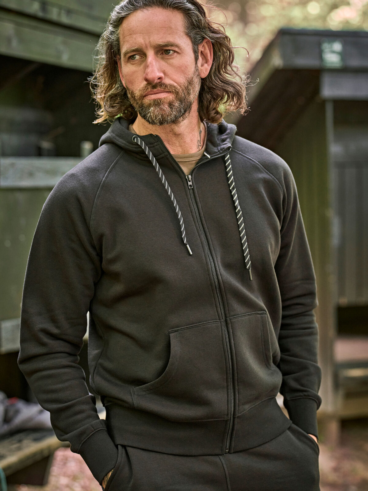 Herrenmode Kapuzenpullover mit durchgehendem Reißverschluss