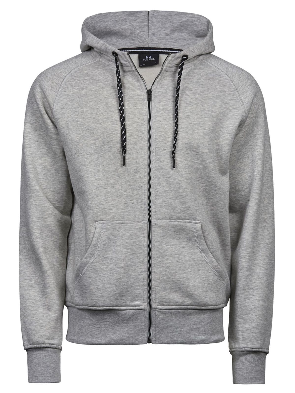 Herrenmode Kapuzenpullover mit durchgehendem Reißverschluss - 007 - Heidegrau