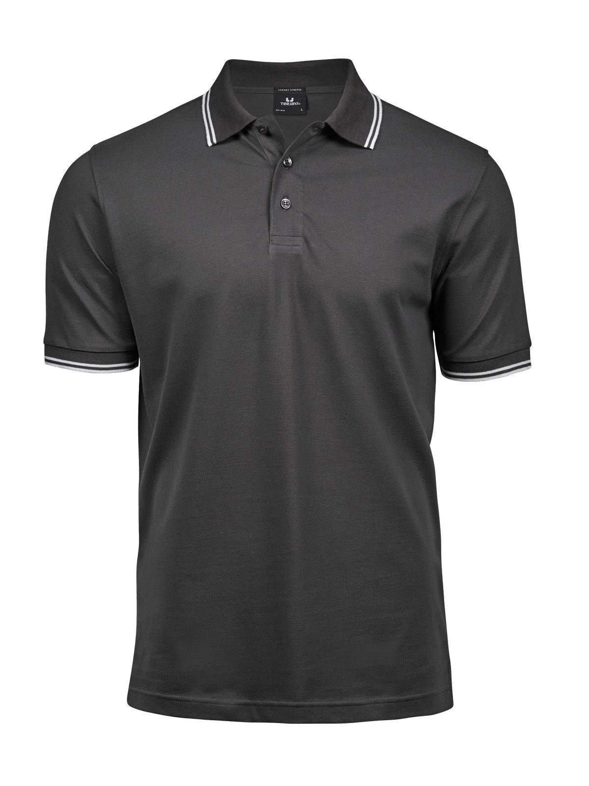 Luxuriöses Stretch-Polohemd für Herren mit Streifen - 319 - Dunkelgrau-Weiß