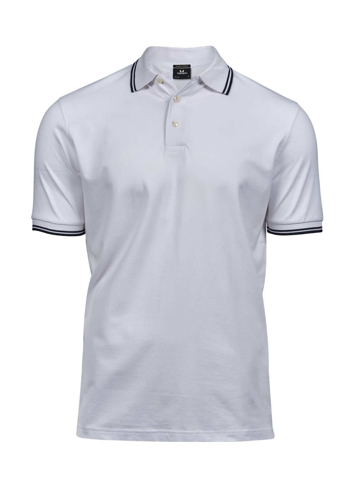 Luxuriöses Stretch-Polohemd für Herren mit Streifen - 321 - WEISS-NAVY