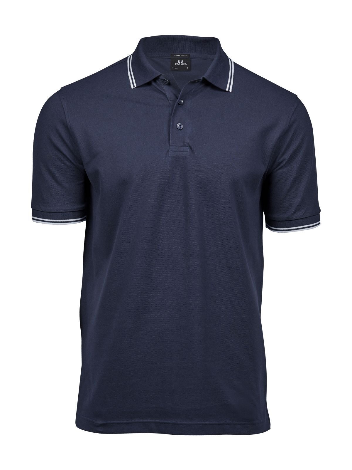 Luxuriöses Stretch-Polohemd für Herren mit Streifen - 323 - MARINEBLAU-WEISS