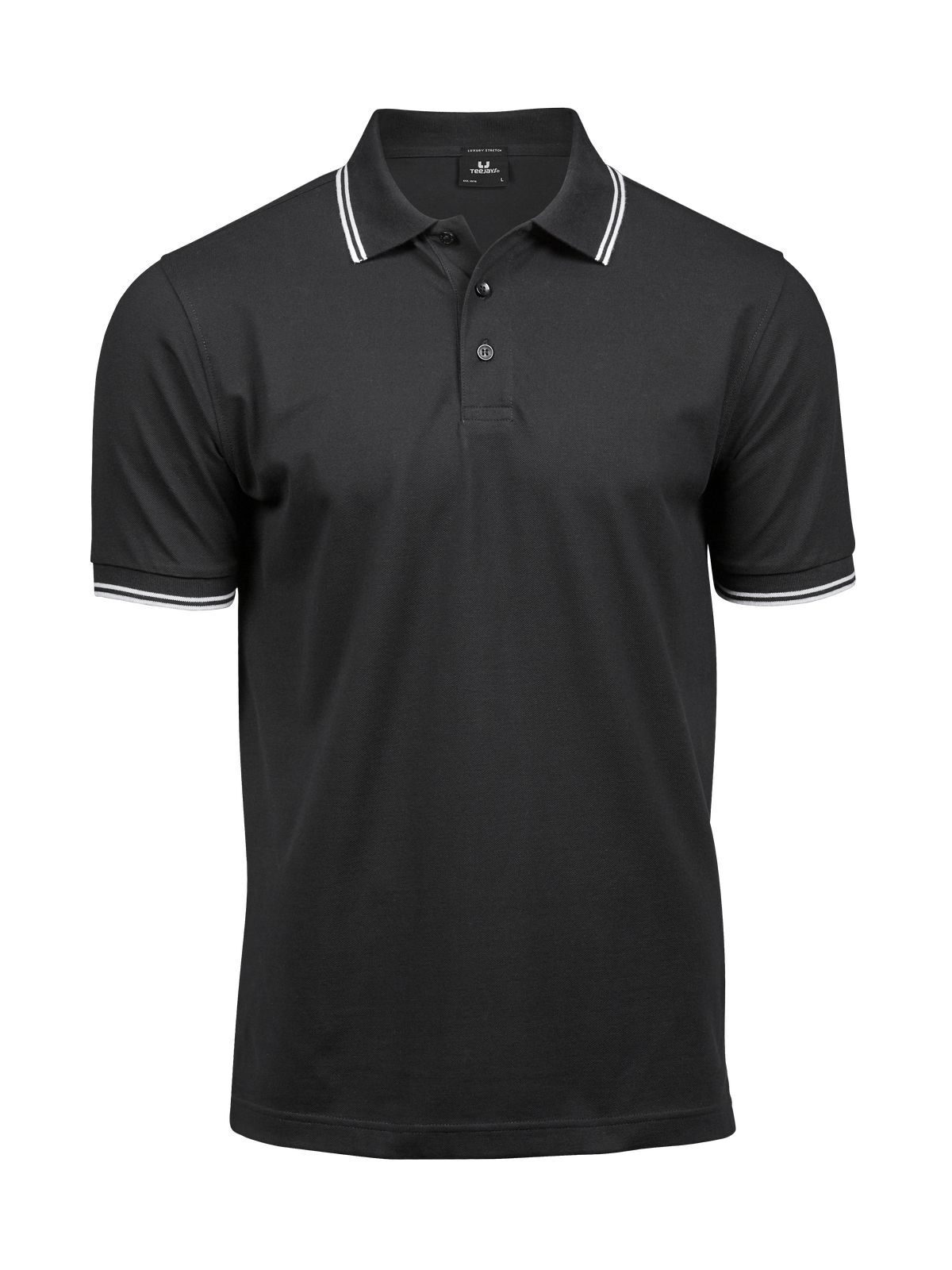 Luxuriöses Stretch-Polohemd für Herren mit Streifen - Schwarz-Weiß