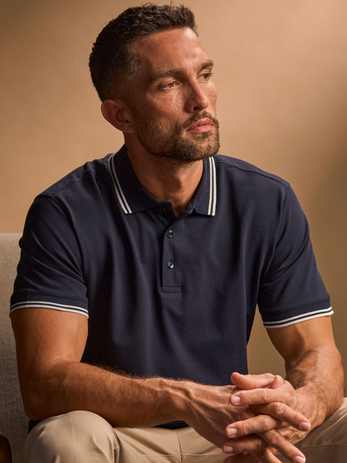 Luxuriöses Stretch-Polohemd für Herren mit Streifen