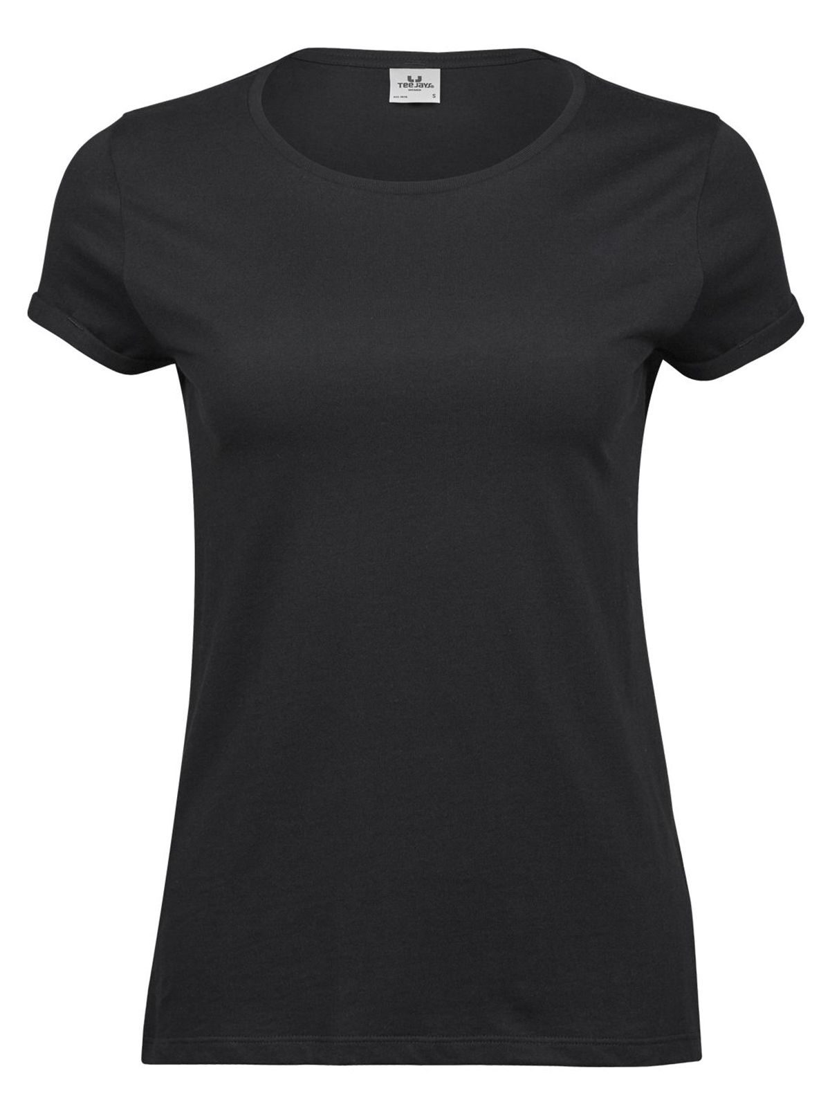 Damen-Roll-Up-T-Shirt - 002 - Schwarz