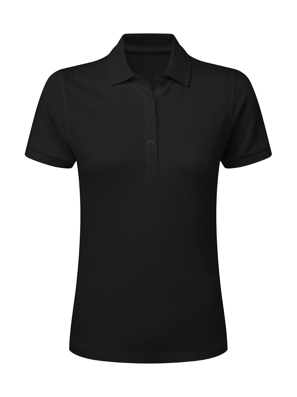 Stretch-Poloshirt für Damen ohne Markenetikett - 104 - DUNKELSCHWARZ