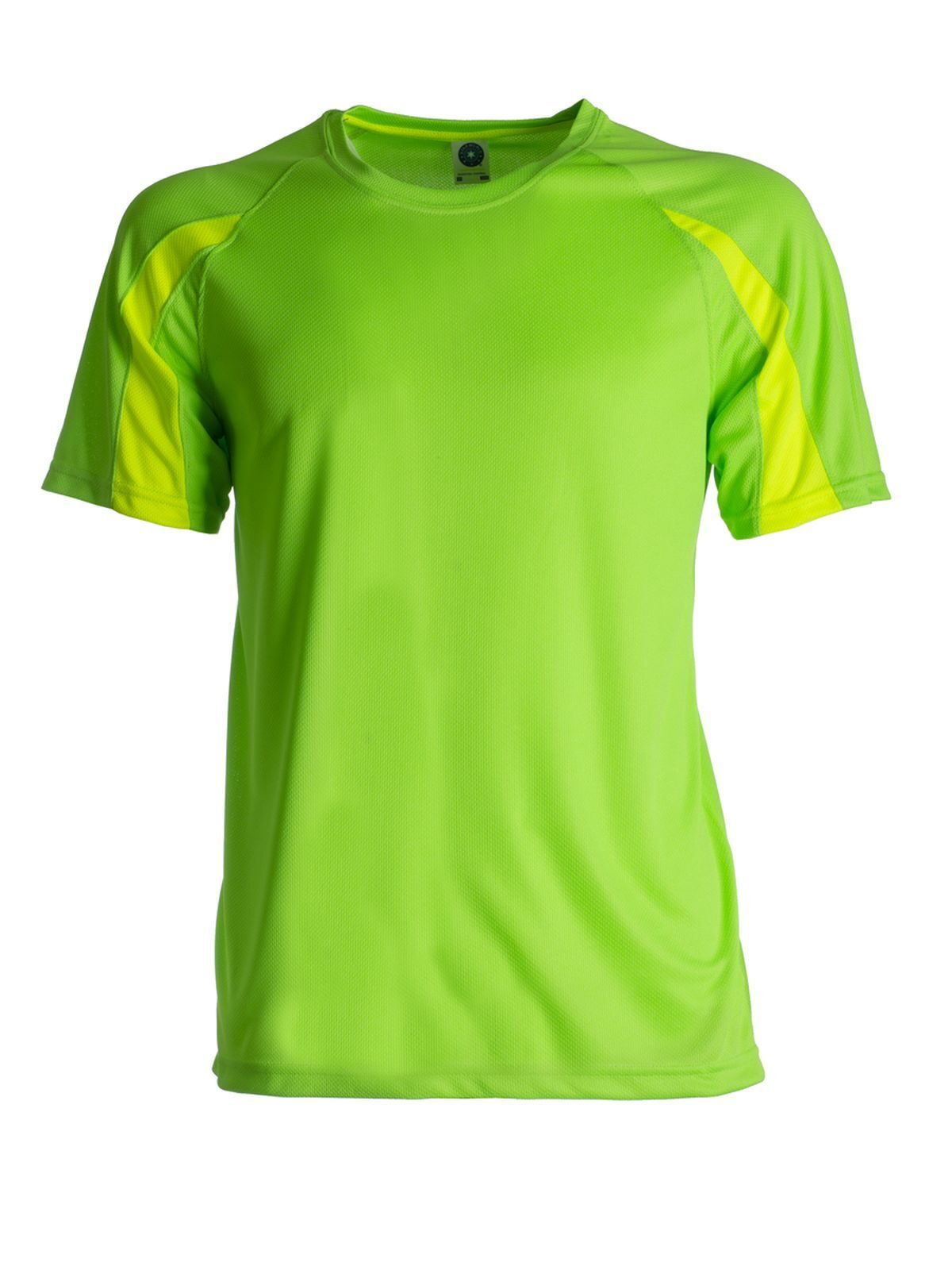 Unisex-Sport-T-Shirt mit Kontrastfarben - 64 – Fluoreszierendes Gelb