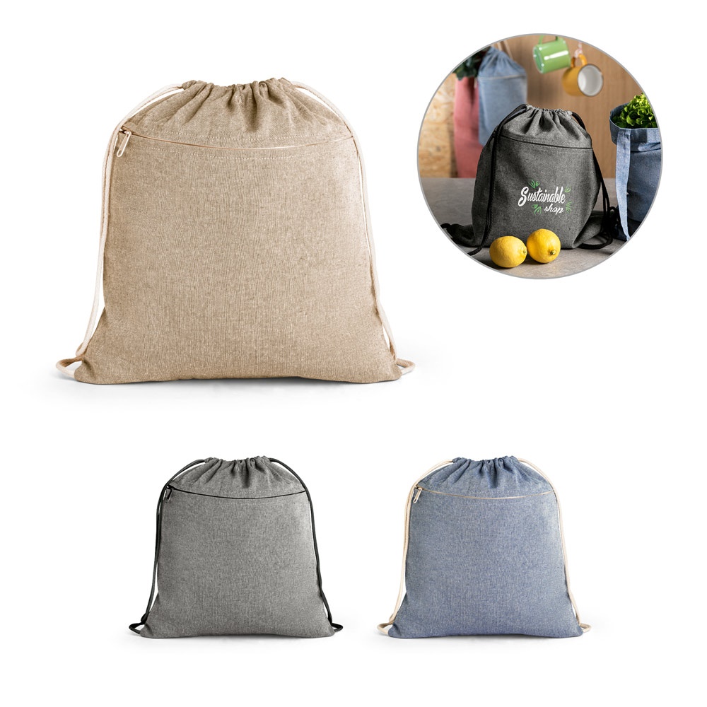 KANZLEI. Rucksack mit Kordelzug aus recycelter Baumwolle (70 %), Polyester (30 % rPET) (140 g/m²)