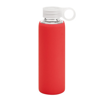DHABI. 380 ml Sport-Trinkflasche aus Borosilikatglas. - 105 - Rot