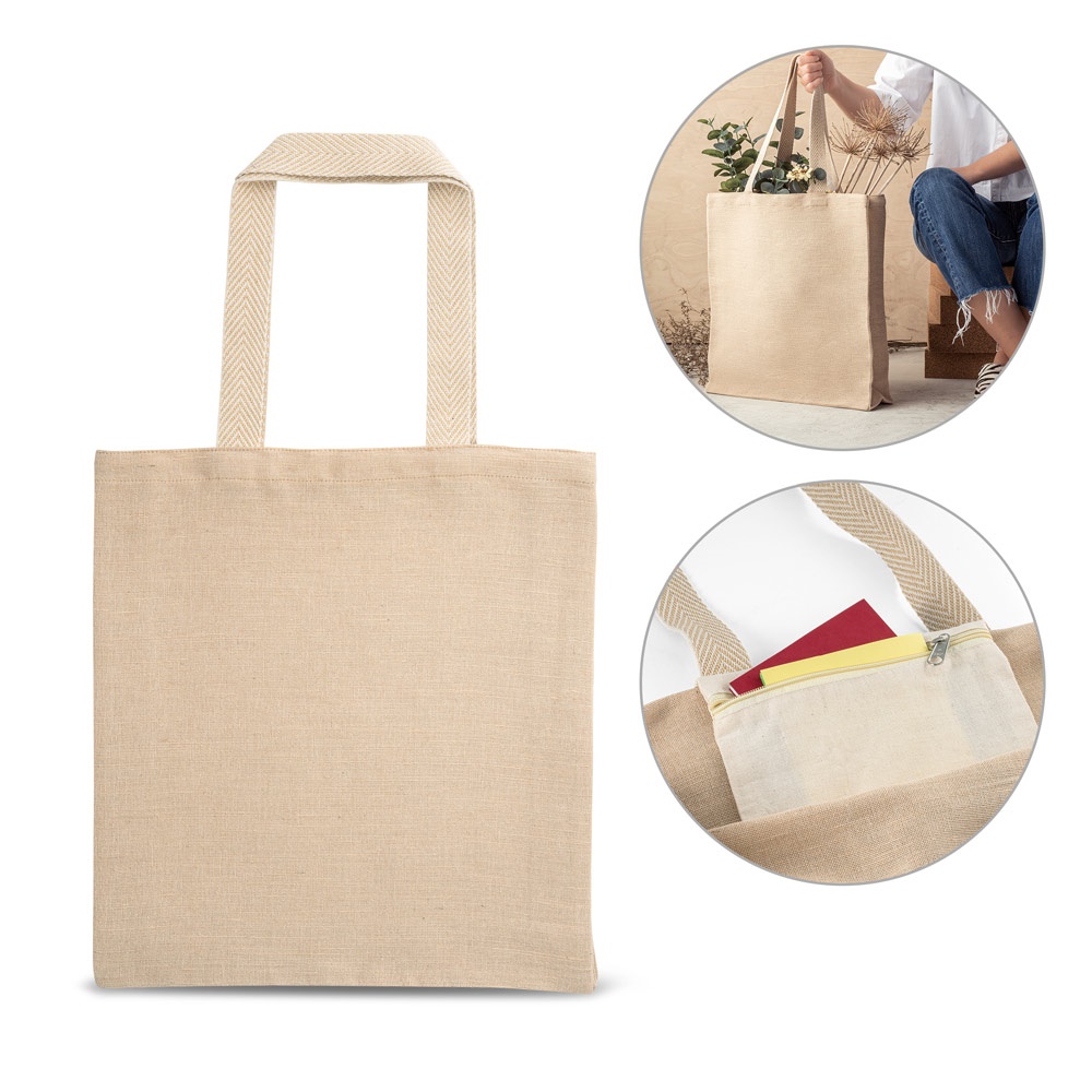 PADUA. Juco-Tasche (275 g/m²) mit Innentasche aus 100 % Baumwolle (120 g/m²).