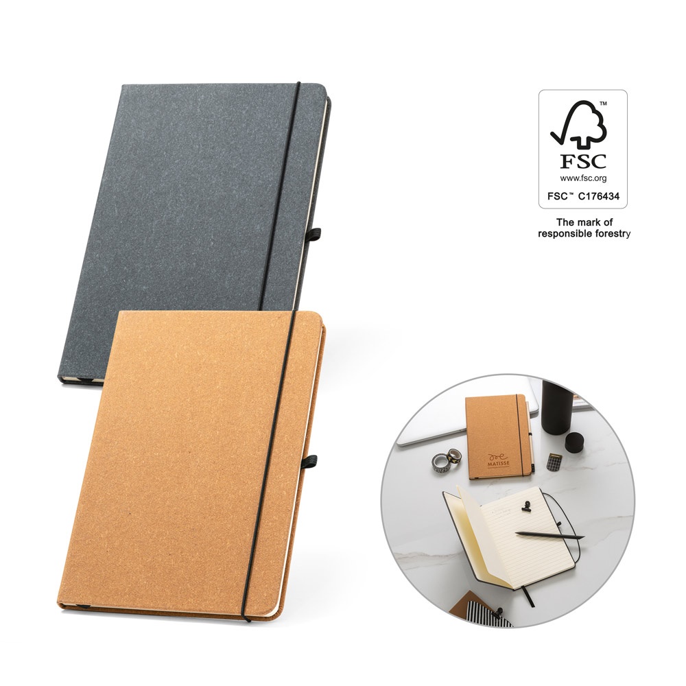 MATISSE. A5 Notizbuch mit festem Einband aus Leder (70% recycelt) und linierten Seiten.