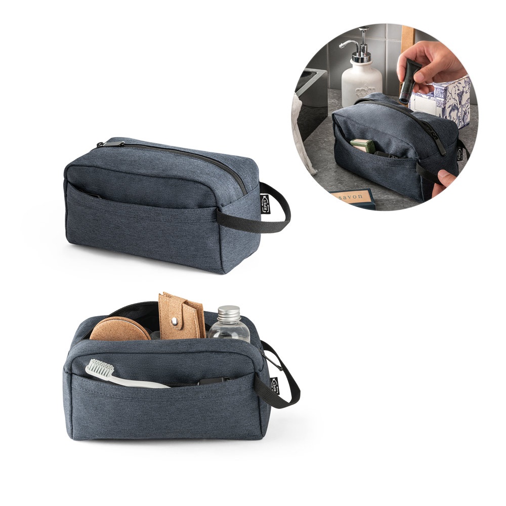 Kosmetiktasche aus recyceltem 600D-Polyester.