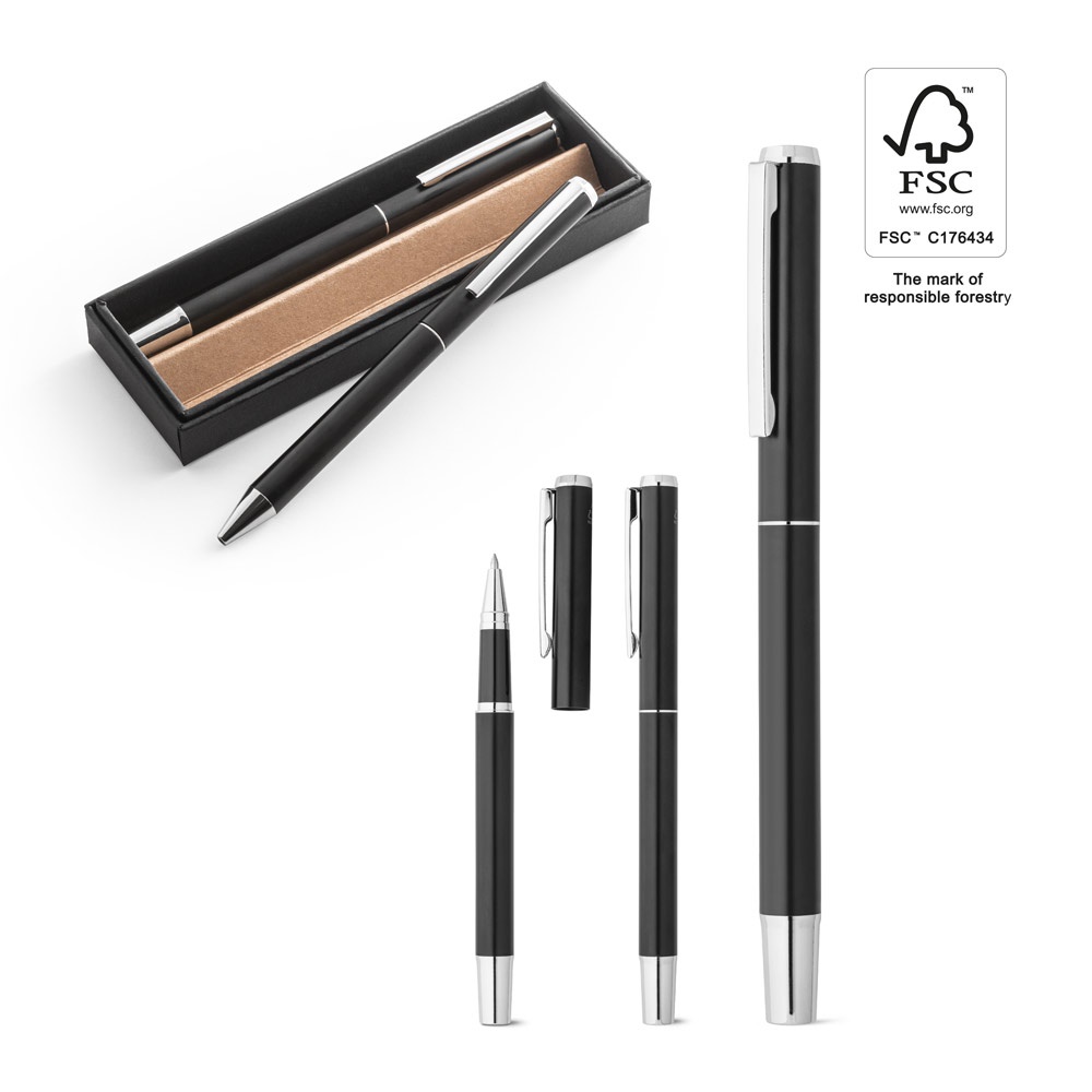 LEAH. Set aus Rollerball- und Kugelschreiber, jeweils zu 94 % aus Aluminium gefertigt, mit Clip.