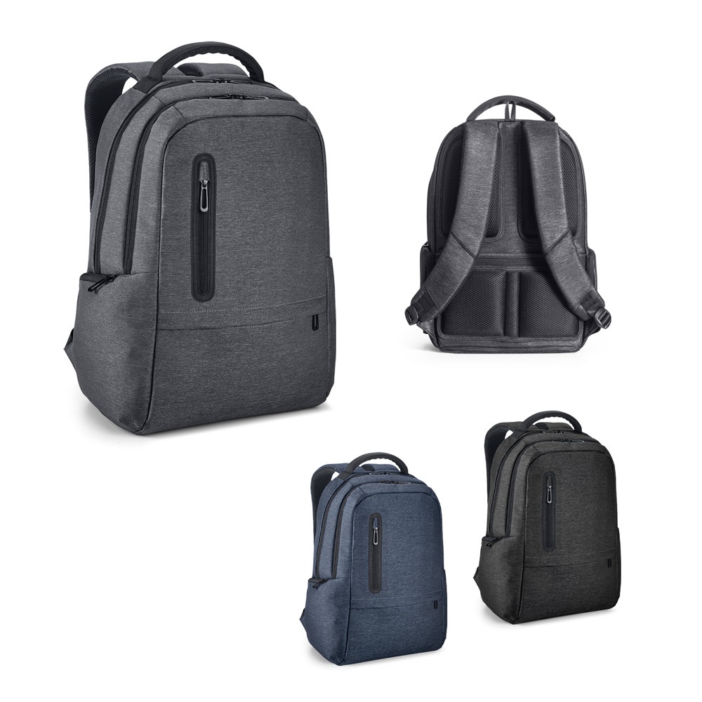 RE-BOSTON. Wasserabweisender, zweifarbiger Laptop-Rucksack aus recyceltem Nylon mit 210D-Fach